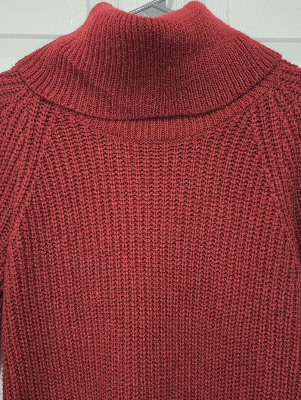 A New Day Red Chunky Ribbed Knit Cowl Neck Tunic Sweater Size Medium - Picture 3 of 9